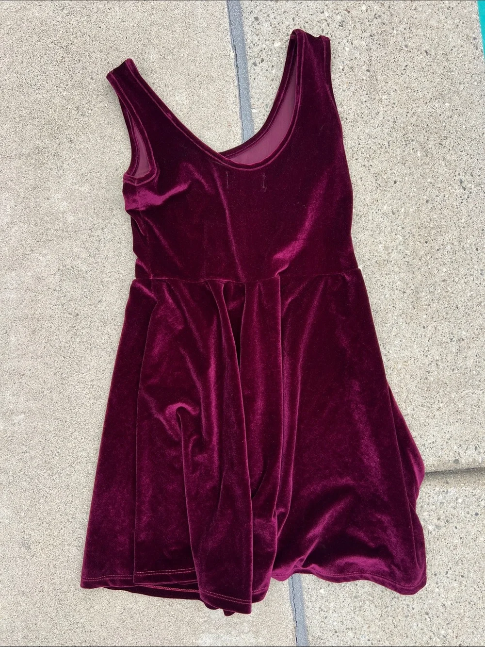 Burgundy Velvet Star Tank Dress in Deep Wine - Picture 4 of 7